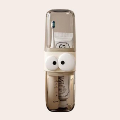 Jiyancreation Cute Cartoon Transparent Toothbrush Holder with Storage Container Plastic Toothbrush Holder(Multicolor, Wall Mount)