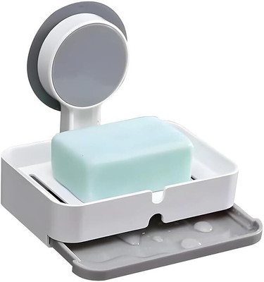 FLASHKITCH Plastic Wall Mounted Self-Adhesive Waterproof Soap Holder for Bathroom(White)