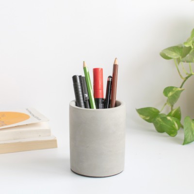 Dwell dapper 1 Compartments Concrete Pen, Pencil Stand(Grey)