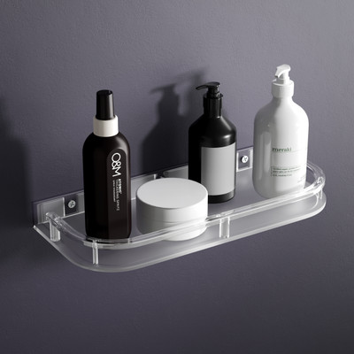 GRIVAN Wall Mount Multipurpose Bathroom Shelf/Rack/Holder/Bathroom Accessories Acrylic, Plastic Wall Shelf(Number of Shelves - 1, Clear)