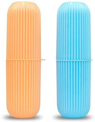 PYORIT (Pack 2) Toothbrush Holder Toothbrush Box Capsule Shape Holder for Travel Plastic Toothbrush Holder