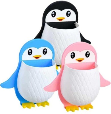 ARRX 3PCS Penguin Toothbrush Holders/Brush Stand/Pen Holder/Kitchen/Bedroom/Office Plastic Toothbrush Holder(Wall Mount)