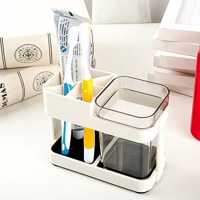 Angel Bear 1 Cup Toothbrush Toothpaste Stand Holder Bathroom Storage Organizer,Plastic Acrylic Toothbrush Holder