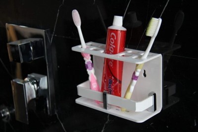 DEVASHREE ENTERPRISE Toothbrush Holder (White, Wall Mount) Acrylic Toothbrush Holder(White, Wall Mount)