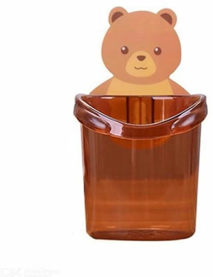 GFT ABS Plastic Toothbrush Stand with Strong Self Adhesive Sticker Plastic Toothbrush Holder(Brown, Wall Mount)