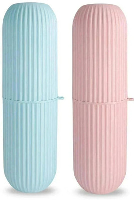 Pivot Capsule Shape Travel Case Holder Portable Storage Random Color Plastic Plastic Toothbrush Holder(Multicolor, Blue, Pink)