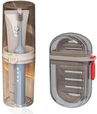 PEGACORN Toothbrush Travel Case,Portable Travel Soap Container for Daily Use(Combo) Plastic Toothbrush Holder(White)