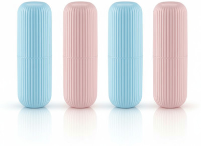 ABN ABN Capsule Shape Toothbrush Holder Pack Of 4 Plastic Toothbrush Holder(Blue, Pink)