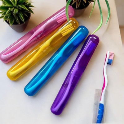 Garu Plastic Travel Toothbrush Case Holder Portable Toothbrush Storage Pack of 4_229 Plastic Toothbrush Holder(Multicolor)