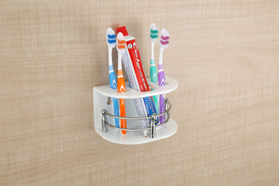 Acro Acrylic Past & Brush Holder Acrylic Toothbrush Holder(White, Wall Mount)