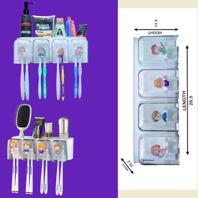 CHITRAKUT Magnetic Cup Toothbrush Holder with Wall Mounted Storage Box Plastic Toothbrush Holder(Multicolor, Wall Mount)