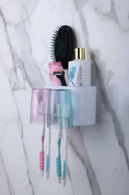 CASSINE Toothbrush Holder Wall Mounted, Tooth Brushes Holder, for Bathroom, Brush Holder Plastic Toothbrush Holder(Multicolor, Wall Mount)