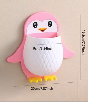 SIGMASTONE Penguin Design Self Adhesive Storage|Wall Mount Toothbrush Holder| Plastic Toothbrush Holder(Multicolor, Wall Mount)