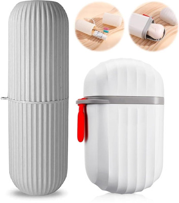 HAPANI STORE Portable Capsule Shaped Toothbrush Holder & Soap Holder Case Cover COMBO Plastic Toothbrush Holder(Multicolor)