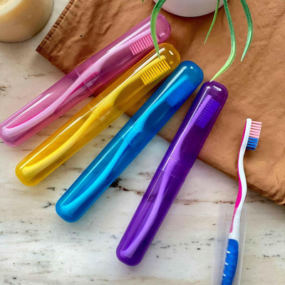 HandicraftsHomeDecor Plastic Anti-Bacterial Toothbrush Container Holder Case for Home and Travel Use Toothbrush Case(Pack of 4)