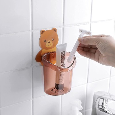 lostay Multipurpose Wall Mount Teddy Bear Toothbrush Holder (Brown, Wall Mount) Plastic Toothbrush Holder(Brown, Wall Mount)