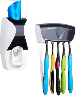 xwipe Toothpaste caddy Plastic Toothbrush Holder(Black, Wall Mount) deal from flipkart
