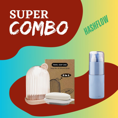 HASHFLOW Combo of 2 in 1 Travel Soap Case With scrubber & Travel kit Plastic Toothbrush Holder