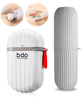 ZODZE 1 Piece Travel Toothbrush Holder & 1 Piece Soap Holder, Portable Toothbrush Case Plastic Toothbrush Holder(Grey)