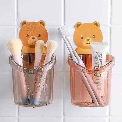 PYORIT Toothbrush Holder(Set of 2 Pcs) Plastic Stand forToothpaste Comb, Brush, Cream, Plastic Toothbrush Holder(Wall Mount)