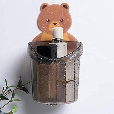 FIVANIO Teddy Bear Toothbrush Holder Plastic Toothbrush Holder(Multicolor, Wall Mount)