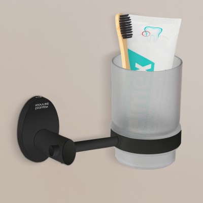 Impulse by Plantex 304 Grade Stainless Steel Tumbler Holder/Tooth Brush Holder for Bathroom Stainless Steel Toothbrush Holder(Black, Wall Mount)