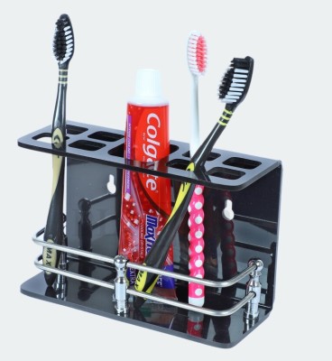 DEVASHREE ENTERPRISE Acrylic Toothbrush Holder (Black, Wall Mount) Acrylic Toothbrush Holder(Black, Wall Mount)