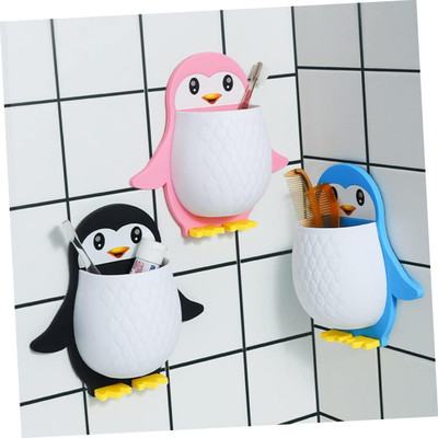 DEAGAN Penguin Toothbrush Holder/Brush Stand/Pen Holder/Kitchen/Bedroom/Office. Plastic Toothbrush Holder(Multicolor, Wall Mount) deal from flipkart