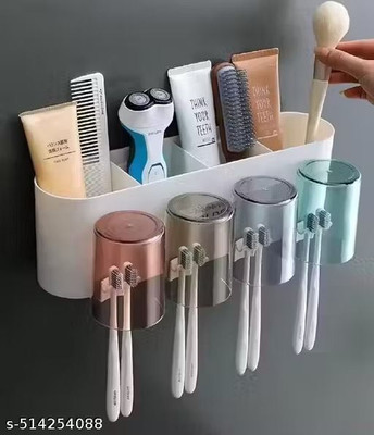 GITROX Toothbrush Holders for Bathroom, Stand Brush Holder for Bathroom Wall Mounted Plastic Toothbrush Holder(Multicolor, Wall Mount)