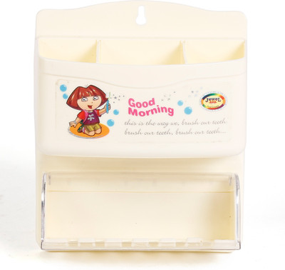 JEWEL Morning Glory Plastic Toothbrush Holder(Beige, Wall Mount)