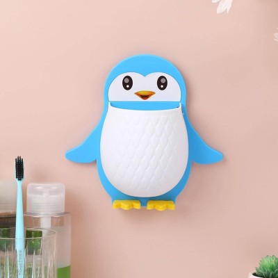 Millionminds Penguin Shape Toothbrush Holder Stand Waterproof Self-Adhesive, Pack of 1 Plastic Toothbrush Holder(Multicolor, Wall Mount)