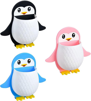 Merrin NH-Penguin design toothpaste holder Plastic (Multicolor, Wall Mount) Plastic Toothbrush Holder(Multicolor, Wall Mount)
