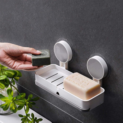 BRIZINGER Double Soap Dish Holder soap dish(White)