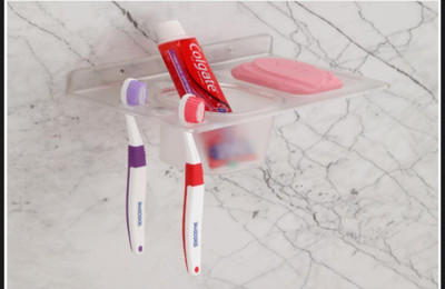 EMBICON Smart Buy 3 in 1 Unbreakable Soap Stand With Toothpaste Holder Stand Plastic Toothbrush Holder(Clear, Wall Mount)