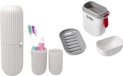 HVG TRADERS Travel Toothbrush Toothpaste Case and Travel Soap Case Plastic Toothbrush Holder(Wall Mount)