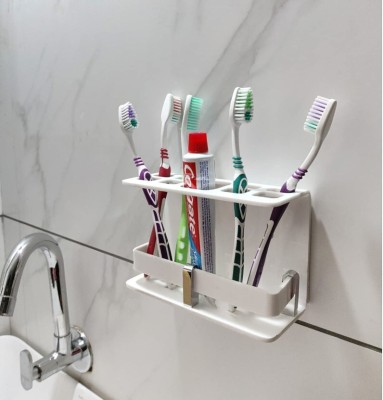 DEVASHREE ENTERPRISE 8 in1 Heavy material Toothbrush Acrylic Toothbrush Holder(White, Wall Mount)