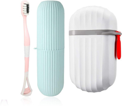 R AND P ENTERPRISE Travel 1 Soap Box with 1 Toothbrush Case, Durable Waterproof Plastic Toothbrush Holder(White)