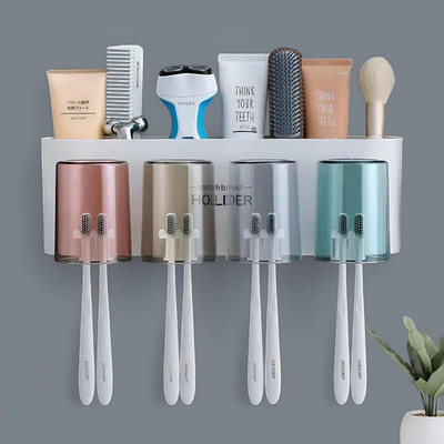 winger Wall Mounted Toothbrush Holders for Bathroom Stand Brush Holder for Bathroom Plastic, Silicone Toothbrush Holder(Multicolor, Wall Mount)