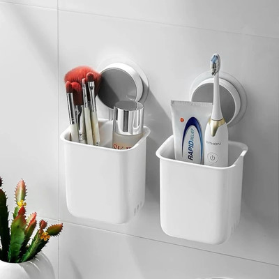 M Y Plastic Wall Mounted Self Adhesive Toothbrush Holder Pack of 2 Plastic Toothbrush Holder(White, Wall Mount)