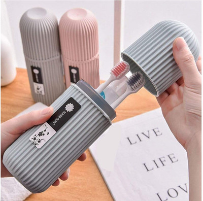 Zelwie Capsule Shape Travel Toothbrush Toothpaste Case Holder Plastic Toothbrush Holder(Multicolor, Wall Mount)
