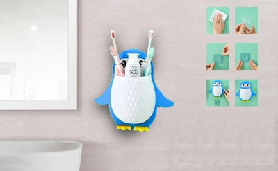 Manav Penguin Floating Shelf Self Adhesive for Kitchen,Bathroom,Room,Office 1.197 Plastic Toothbrush Holder(Multicolor, Wall Mount)