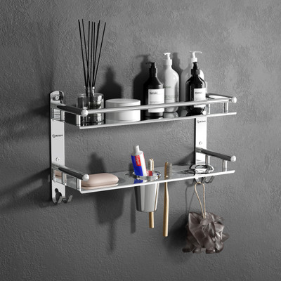 GRIVAN Stainless Steel Multi-use Rack / Bathroom Shelf /Bathroom Accessories SS Stainless Steel Toothbrush Holder(Silver, Wall Mount)