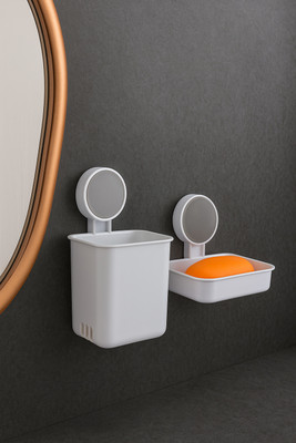 TheOzShop Multipurpose Toothbrush Holder Plastic Toothbrush Holder(White, Wall Mount)