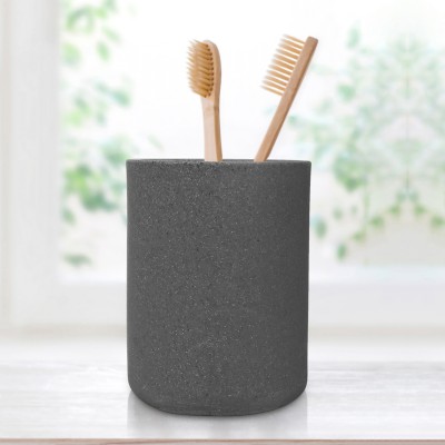 anko Charcoal Tumbler, Rust-Proof, Leak-Proof, Easy to Clean- 10.5cm (H) x 8cm (Dia.) Ceramic Toothbrush Holder(Grey)