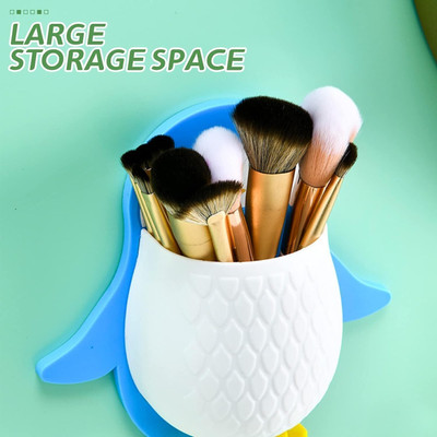 Manav Penguin Floating Shelf Self Adhesive for Kitchen,Bathroom,Room,Office 1.360 Plastic Toothbrush Holder(Multicolor, Wall Mount)