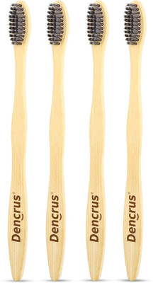 Dencrus NATURAL CLEAN Bamboo Toothbrush with Charcoal Activated, Eco-friendly Ultra Soft Toothbrush(Pack of 4)