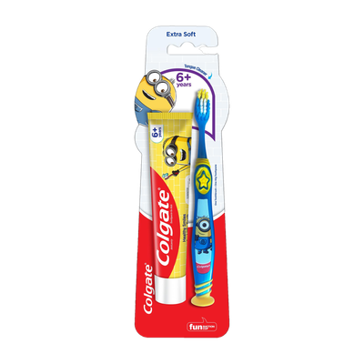 Colgate Kids (6+ years) Minion Toothbrush, Extra Soft - 1 Pc & Minion Toothpaste - 40gm Extra Soft Toothbrush