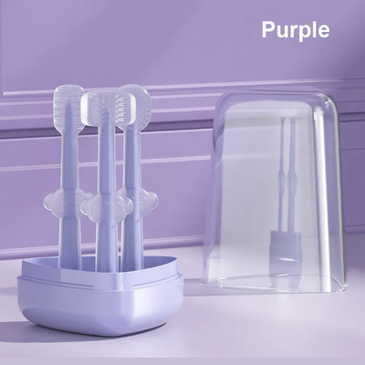 Crescent SOFT 3 Pcs Silicone Baby Manual Toothbrush Set Tongue Cleaner Toothscrubberr Extra Soft Toothbrush