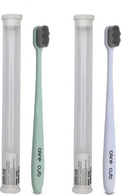 CARE CUB Green & White ZigZig Nano10000 Bristle BPA Free Effect For Sensitive Teeth Ultra Soft Toothbrush(Pack of 2)