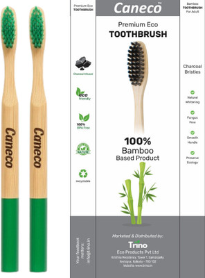 CANECO Bamboo Toothbrushes – Eco-Friendly Soft Bristles, Natural Wood Handle Extra Soft Toothbrush(Pack of 2)